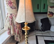 Lamp Vintage Gold metal tall slim table lamp