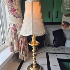 Lamp Vintage Gold metal tall slim table lamp