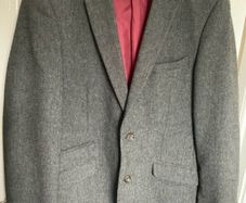 Vintage 90s St Bernard for Dunnes Stores Wool Blend Grey Herringbone Blazer 40R