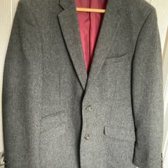 Vintage 90s St Bernard for Dunnes Stores Wool Blend Grey Herringbone Blazer 40R