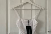 White Ruched Bodysuit PrettyLittleThing PLT