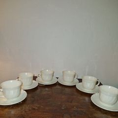 1960's 12 piece Arcopal milk glass cups and saucers set