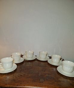 1960's 12 piece Arcopal milk glass cups and saucers set