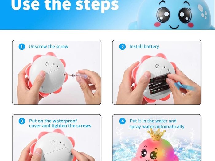 Baby Bath Toys, Octopus LED Automatic Spray Water Light Up Bath Tub Swimming Pool Toys Gifts for Toddlers 0-6 Months Kids