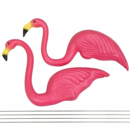 Set of 2 x Lawn Flamingos Garden Pond Ornament NEW