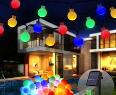 Solar String Lights, 12M/39Ft 120 LED Solar Fairy Garden Lights Multicolor Globe Lighting 8 Modes Waterproof Ball Solar Powered Lights for Garden Christmas Bedroom Wedding Festival Party Decoration