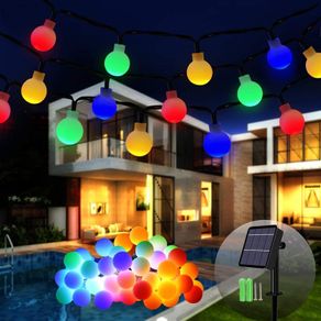 Solar String Lights, 12M/39Ft 120 LED Solar Fairy Garden Lights Multicolor Globe Lighting 8 Modes Waterproof Ball Solar Powered Lights for Garden Christmas Bedroom Wedding Festival Party Decoration