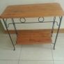 3 piece Wood and Iron Set Shelves Table Mirror Image 3