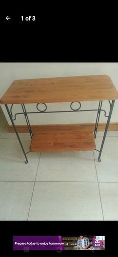 3 piece Wood and Iron Set Shelves Table Mirror