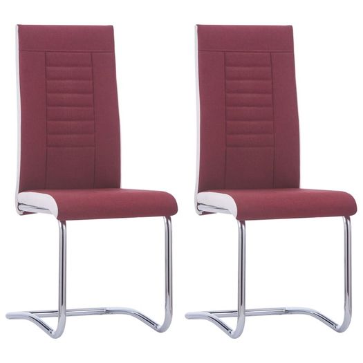 Cantilever Dining Chairs 2 pcs Wine Red Fabric