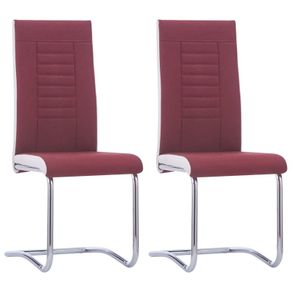 Cantilever Dining Chairs 2 pcs Wine Red Fabric