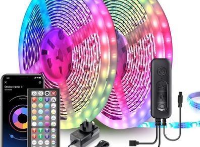 LED Strip Lights 30m (2 Rolls of 15m) Ultra-Long LED Lights Strip Music Sync, App Control with Remote, LED RGB Tape Lights LED Lights for Bedroom [Energy Class A++]