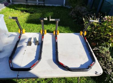 Motorcycle paddock stands front and rear