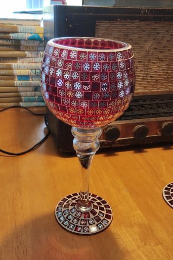 Red Mosaic Candle Holder Set (26282)