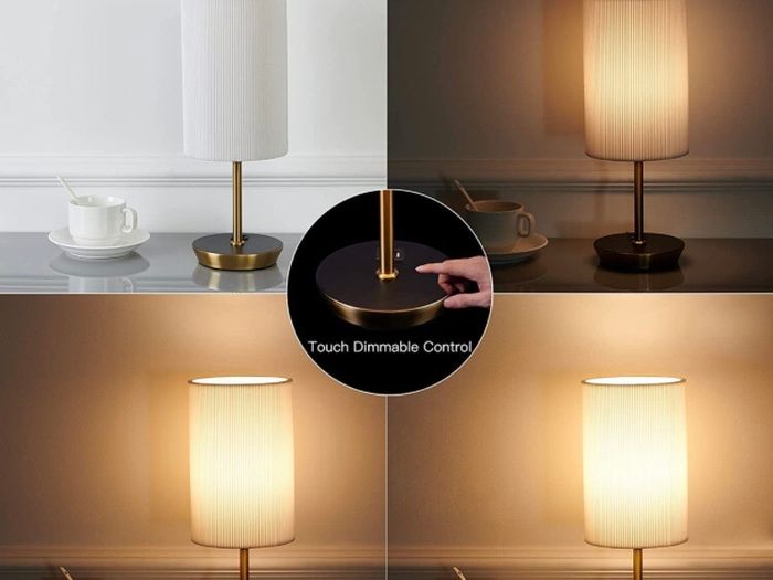 FREE P&PTouch Bedside Lamps, Dimmable USB Table Lamp with 2 USB Charging Ports  (Bulb Included)
