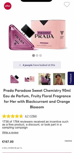 PRADA Paradoxe Sweet Chemistry / NEW 90ml parfum for her