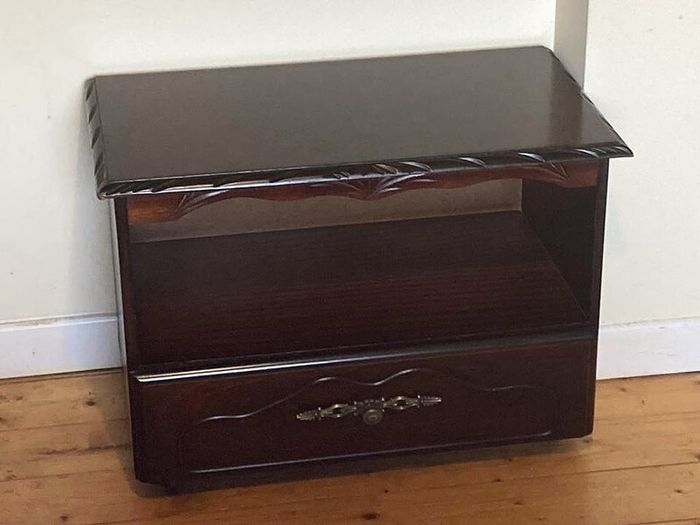 Rossmore Mahogany TV Unit / Storage Cabinet on Wheels