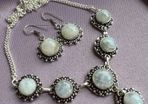 Rainbow moonstone silver necklace and earrings set