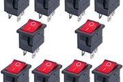 10x Mini Boat Rocker Switch Red Toggle Switch 2pins ON/OFF AC 250V/3A 125V/6A 15pcs