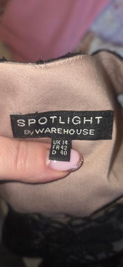 Spotlight by Warehouse Black Floral Mesh Skater Dress UK 14 Open Back