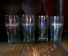 Guinness and harp glasses