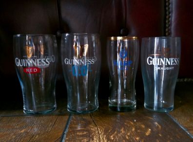 Guinness and harp glasses