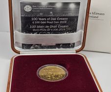 Ireland Gold Proof 2019 1/2 Ounce Pure Gold 100 Euro Coin Dail Eireann Commemorative Coin in Original Holder with COA