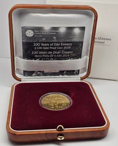Ireland Gold Proof 2019 1/2 Ounce Pure Gold 100 Euro Coin Dail Eireann Commemorative Coin in Original Holder with COA