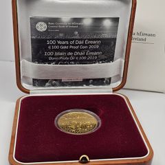 Ireland Gold Proof 2019 1/2 Ounce Pure Gold 100 Euro Coin Dail Eireann Commemorative Coin in Original Holder with COA