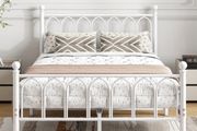 Double Bed Frame with Headboard and Footboard,Metal Platform Bed Frame Double Bed With Storage No Box Spring Needed,Strong Steel Slat Support/Mattress Base/White