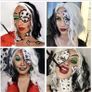 Black and white Wig for Cruella with Red Gloves Image 3