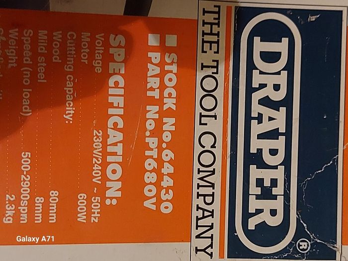 Draper 600W Orbital Jigsaw Model PT680V in excellent condition