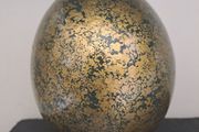 South African Ostrich Egg Ornament Green and Gold Crackle Finish