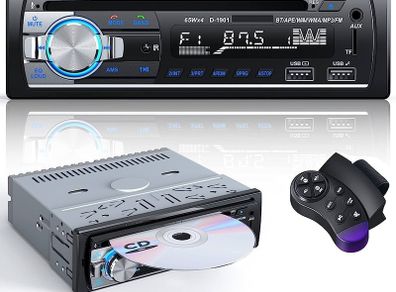 Car Stereo CD DVD Player Bluetooth,RDS/FM Car Radio Bluetooth Handsfree Calling MP3/USB/SD/AUX/FM RDS Car Radio with Dual USB Fast Charge, Steering Wheel Remote Control (FREE SHIPPING)
