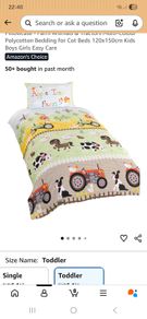 Toddler bed duvet set