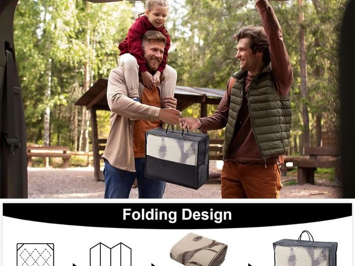 Waterproof Outdoor Rug, 240x300cm, Beige & Brown Anti-slip Reversible Plastic Straw Garden Rugs, Easy Cleaning Carpet for Camping, Patio, Beach, Picnic, Backyard