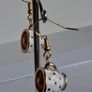 White & Gold Spotty Mini Teacup Drop Earrings Image 7