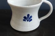 Lovely Rustic Hand-Potted Mug in a Light Grey Earthenware with a Navy Blue Decoration, Similar to the Early Nicholas Mosse, but No Backstamps to Identify the Potter!
