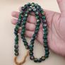 Vintage African Eyes Green Glass Beads Necklace 22 inches Image 4