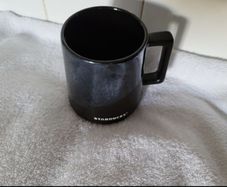 Starbucks LARGE Matte Black & Mirror Ceramic Coffee Mug Stoneware Cup 14 oz 2017