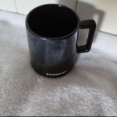 Starbucks LARGE Matte Black & Mirror Ceramic Coffee Mug Stoneware Cup 14 oz 2017