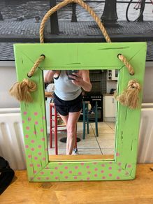 Lime green and pink spots Mirror