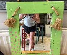 Lime green and pink spots Mirror