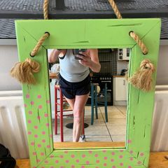 Lime green and pink spots Mirror