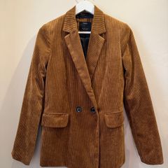 BERSHKA Tan Corduroy Blazer Jacket Size S!