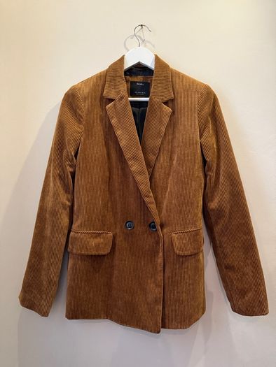 BERSHKA Tan Corduroy Blazer Jacket Size S!