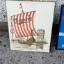 Pat liddy ,irish artist, historian,,1988 Carslberg viking ship Dublin port advertising  art picture,,see picture for condition ,sold as seen . Image 4