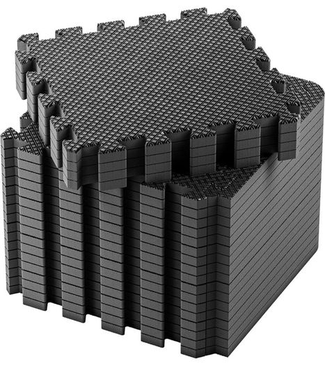 Gym Foam Mat; 24 Pieces; 30.5 x 30.5cm; Black; Non-Slip Interlocking Puzzle Floor Tiles for Home, Exercising, Garage (FREE POSTAGE)