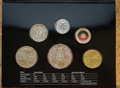 Australia Brilliant Uncirculated Dollar Coin Set 2021 - 50th Anniversary of the Aboriginal Flag - Includes the Two Dollar Aboriginal Flag Coin
