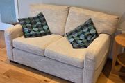 Modern Beige Fabric Sofa &amp; Armchair Suite